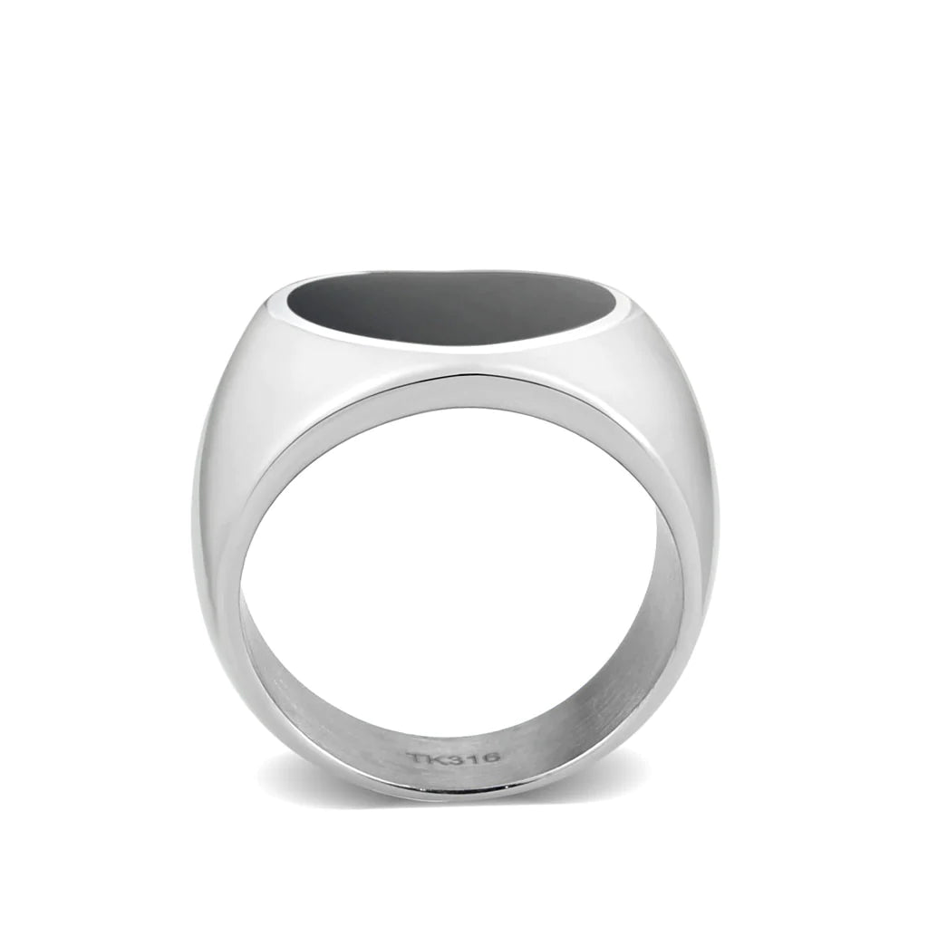 CJ3882 Wholesale Women&#39;s Stainless Steel Epoxy Jet Black Heart Ring
