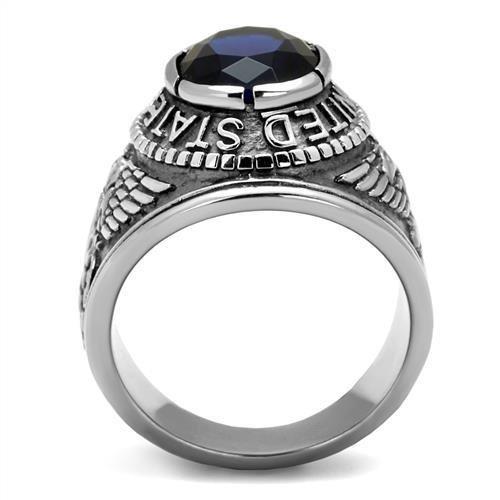 CJ7872OS Wholesale - Stainless Steel "United States Navy" Sapphire Ring