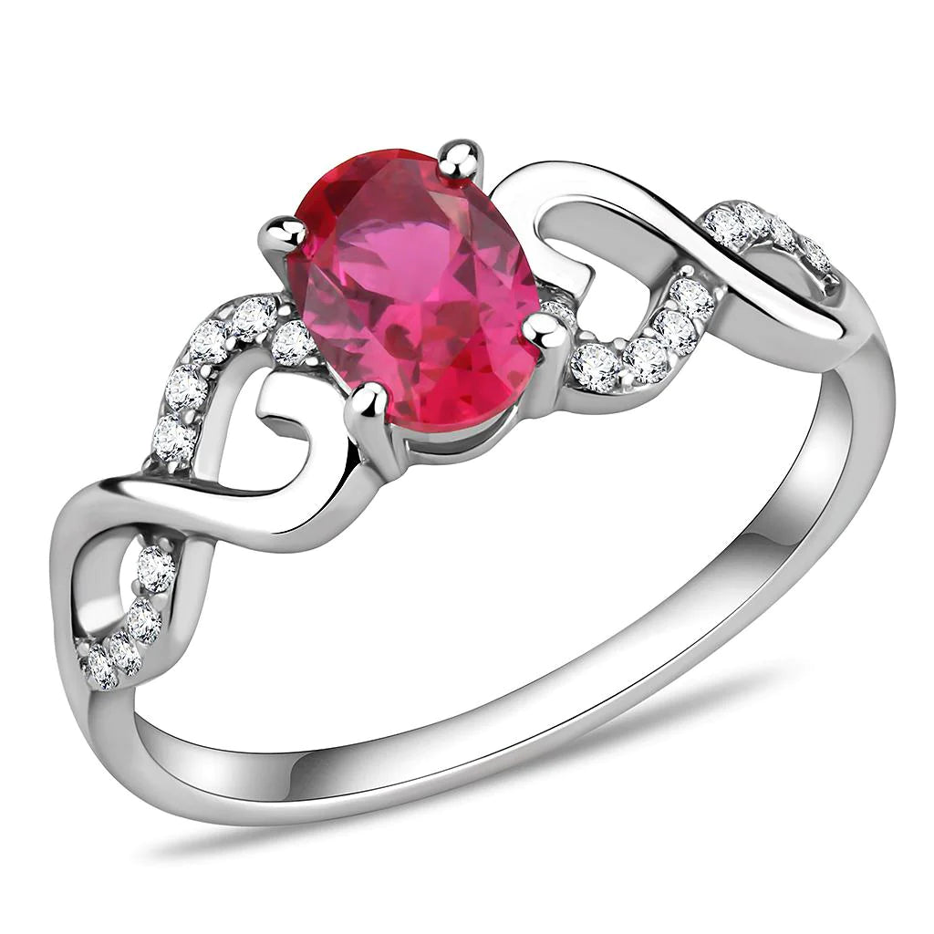CJ119 Wholesale Women&#39;s Stainless Steel Ruby Red AAA Grade CZ Minimal Ring