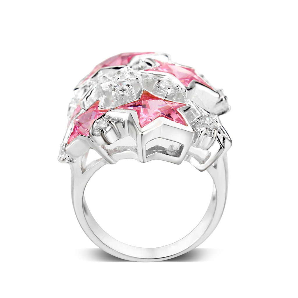 CJS207 Wholesale Women's Sterling Silver with CZ in Pink Stars Ring