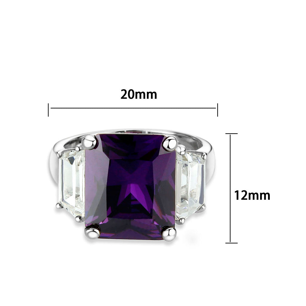 CJS211 Wholesale Women's Sterling Silver with CZ in Amethyst Ring