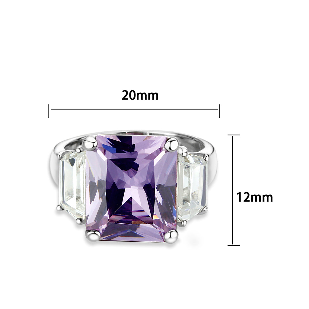 CJS212 Wholesale Women's Sterling Silver with CZ in Light Amethyst Ring