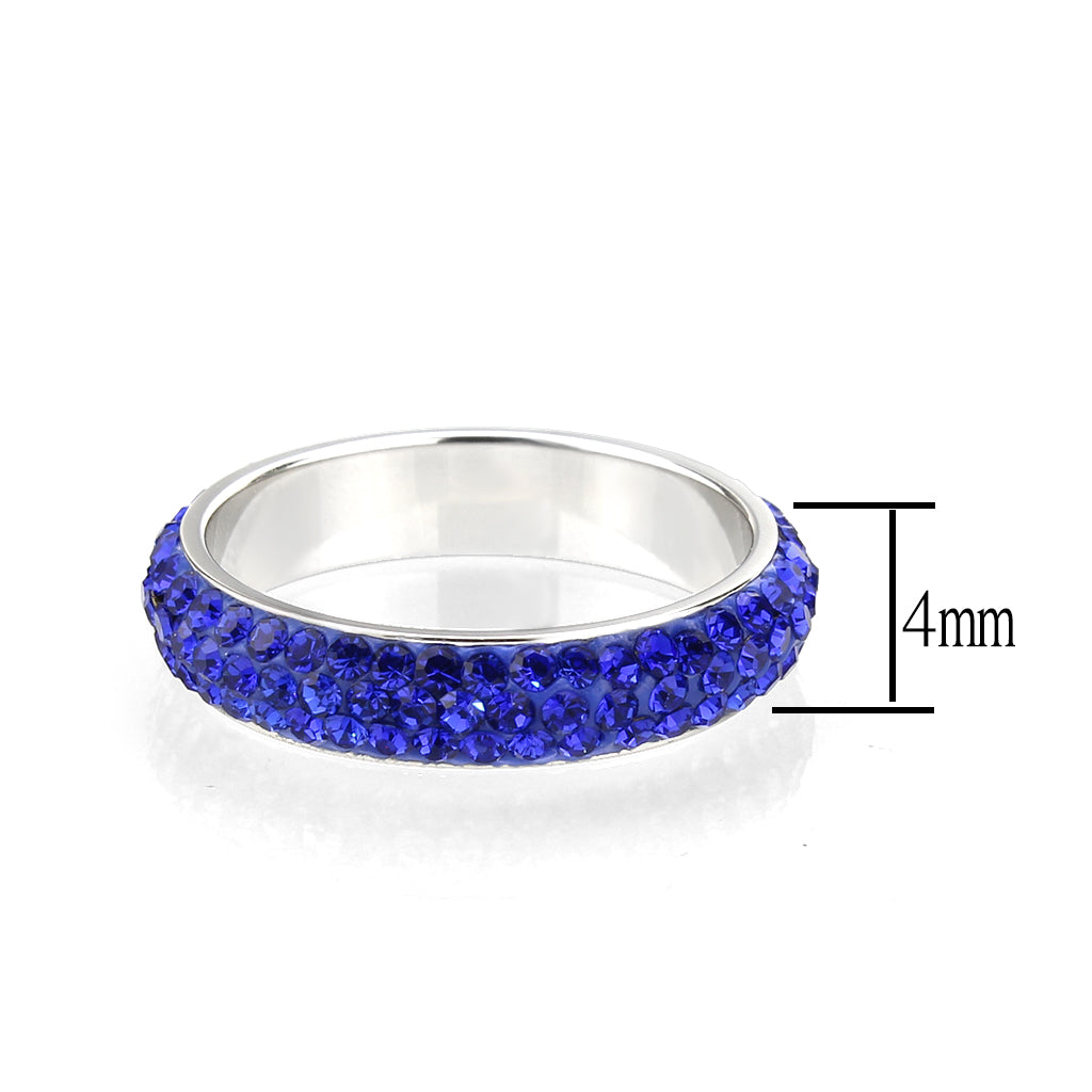 CJ3838 WHOLESALE WOMEN&#39;S STAINLESS STEEL TOP GRADE CRYSTAL Sapphire(206) INFINITE SPARKLE RING