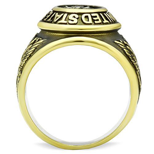 CJE704 Men's Stainless Steel Veterans IP Gold Plated Ring