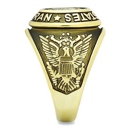 CJE704 Men's Stainless Steel Veterans IP Gold Plated Ring
