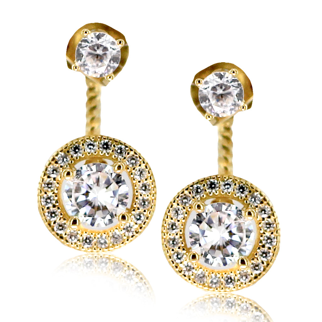 21297-GLD 14K Yellow Gold Plated 925 Sterling Silver Peek-A-Boo Earrings