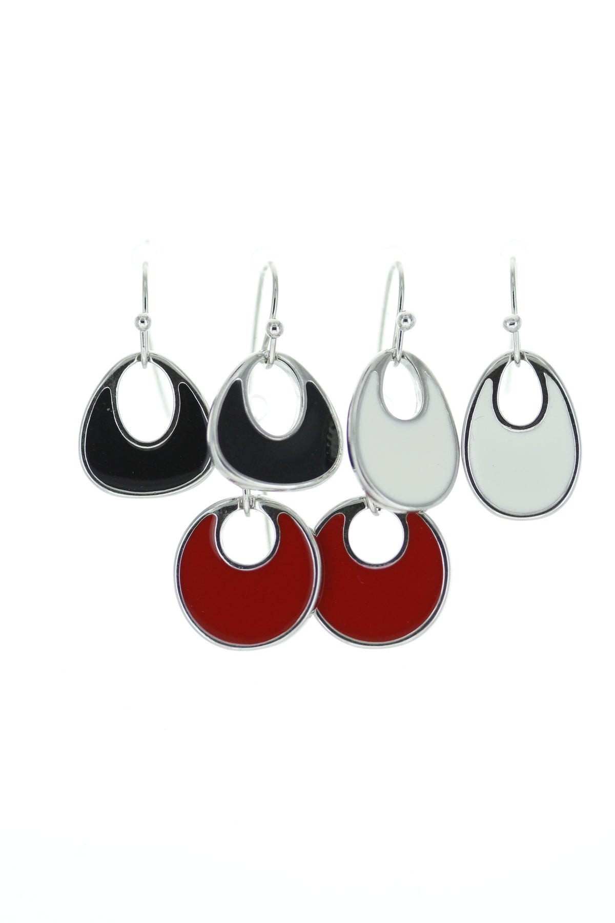 3160-817E Multi Pack Oval Shape Mod Inspired Enamel Earrings (Pack of 3)