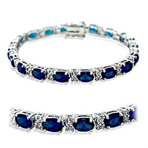 CJ415501 Wholesale Women&#39;s Brass Rhodium Synthetic Sapphire Bracelet