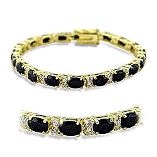 CJ415503 Wholesale Women&#39;s Brass Gold AAA Grade CZ Jet Black Bracelet