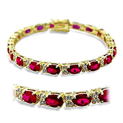CJ415505 Wholesale Women&#39;s Brass Rhodium IP Gold Synthetic Ruby Bracelet