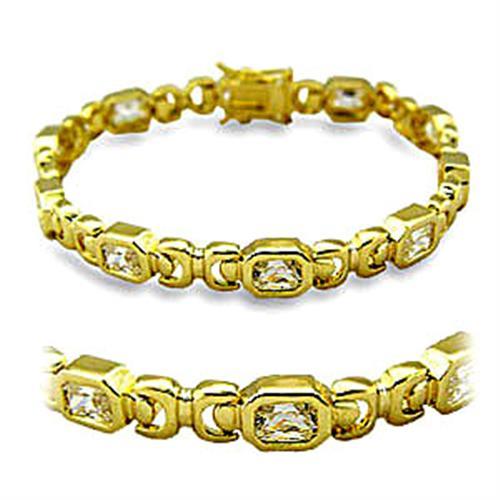 CJ415601 Wholesale Women&#39;s Brass Gold AAA Grade CZ Clear Bracelet