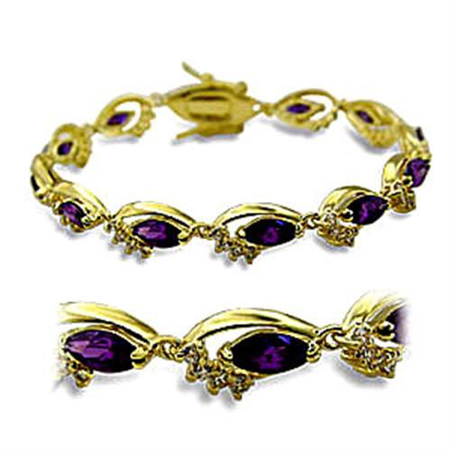 CJ415703 Wholesale Women&#39;s Brass Gold AAA Grade CZ Amethyst Bracelet