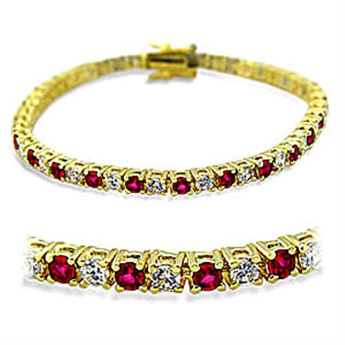 CJ415901 Wholesale Brass Gold Synthetic Ruby Bracelet
