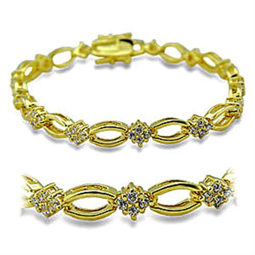 CJ416006 Wholesale Women&#39;s Brass Gold AAA Grade CZ Clear Bracelet