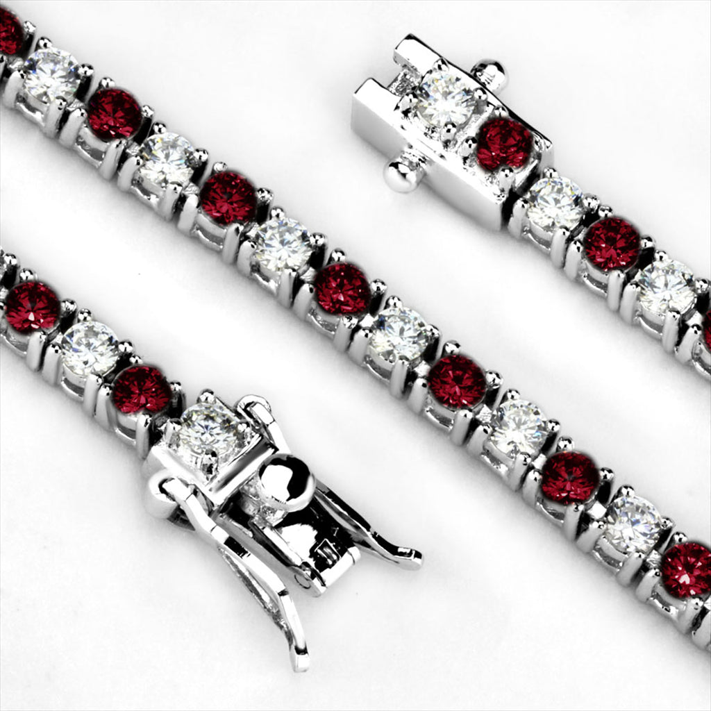 CJ46902 Wholesale Women&#39;s Brass Rhodium Synthetic Ruby Bracelet