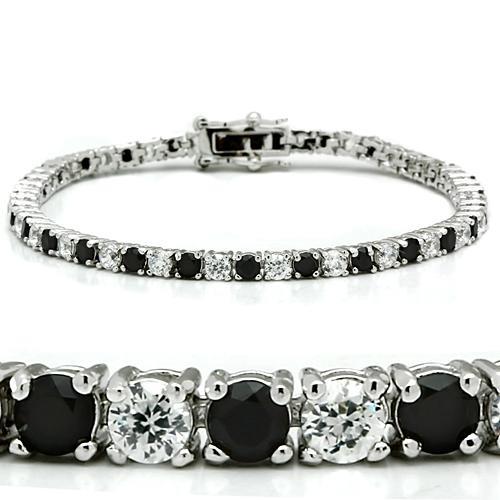 CJ46903 Wholesale Women&#39;s Brass Rhodium AAA Grade CZ Black Diamond Bracelet