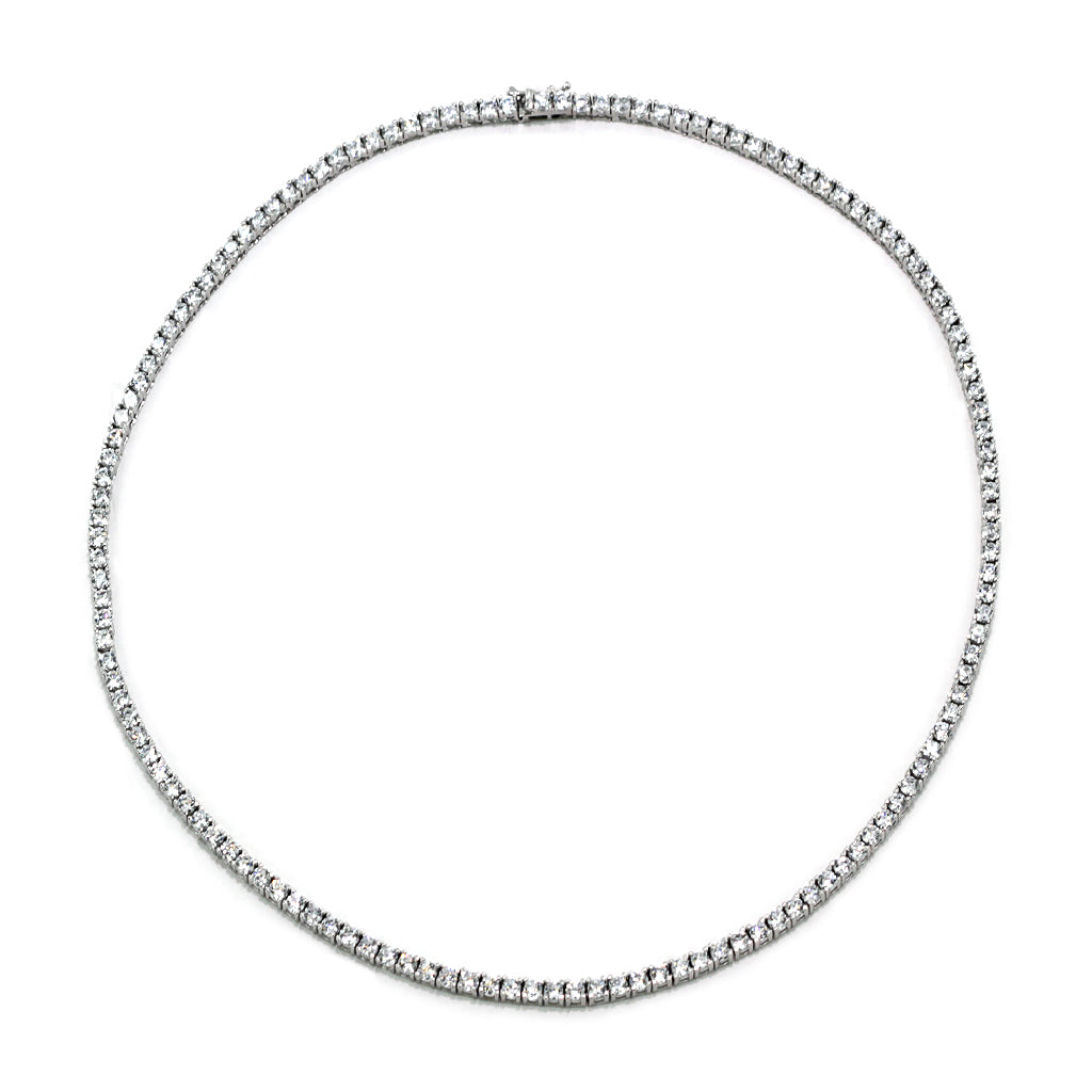5123-18&quot; 18&quot; Small Brilliant Round CZ Tennis Necklace Sterling Silver 925