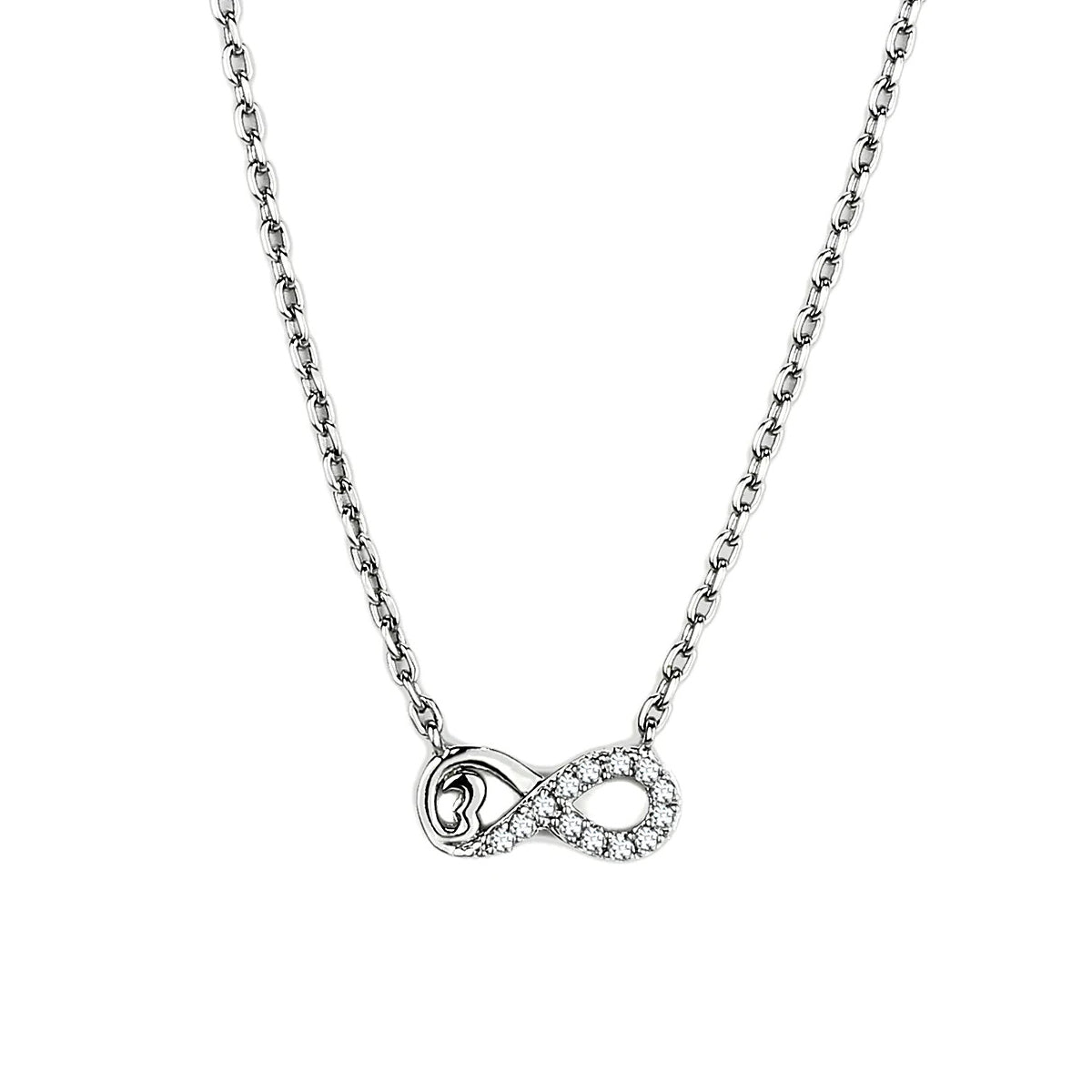 CJ2885 Wholesale Women&#39;s Stainless Steel High polished AAA Grade CZ Clear Infinity Necklace