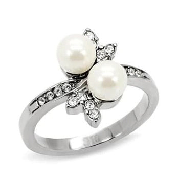 CJ7809OS Wholesale Stainless Steel White Pearl Cocktail Ring