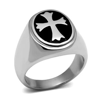 CJG1109 Wholesale Stoneless Epoxy Cross High Polished Stainless Steel Men&#39;s Fashion Ring