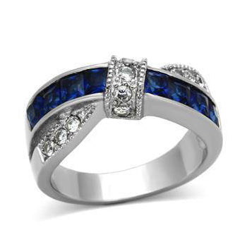 CJG1273 Wholesale Montana Glass Stainless Steel CZ Ring