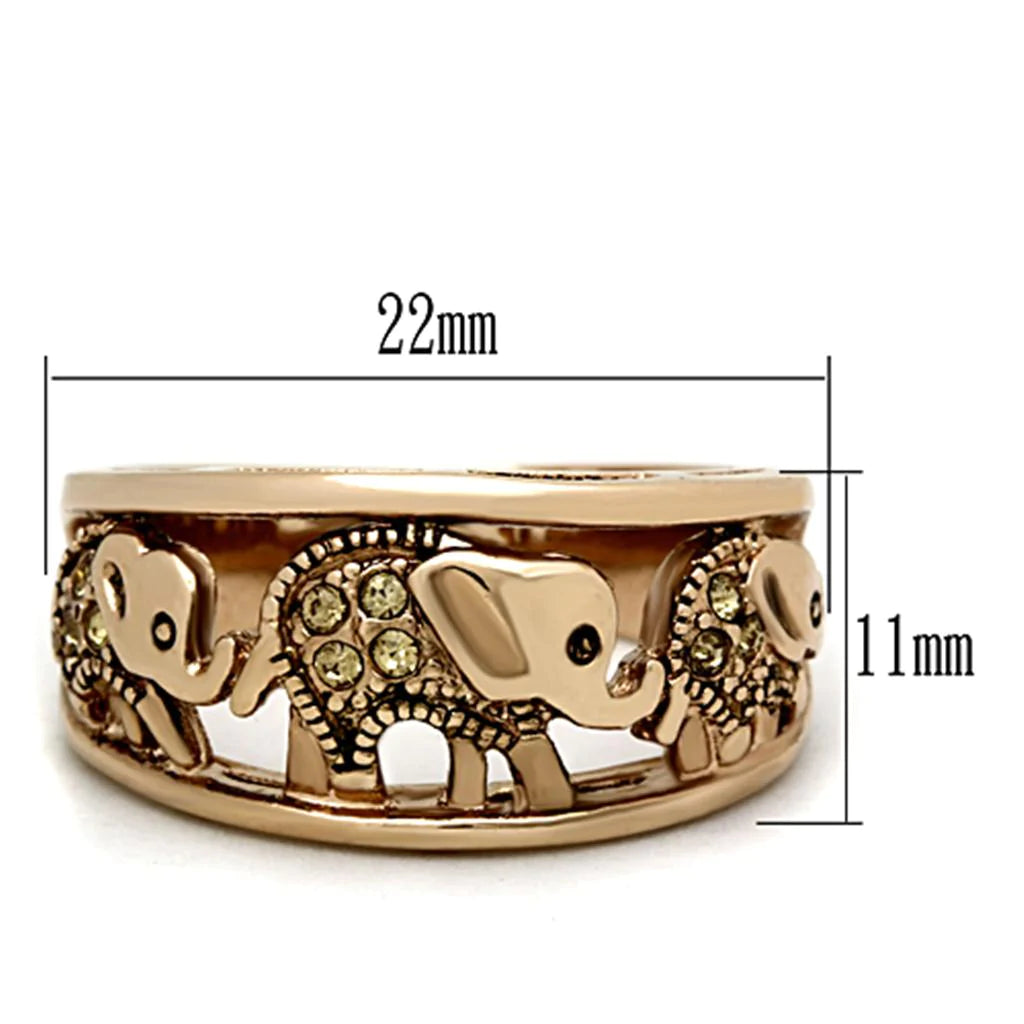 CJG2383 Stainless Steel Top Grade Crystal IP Rose Gold Elephant Ring