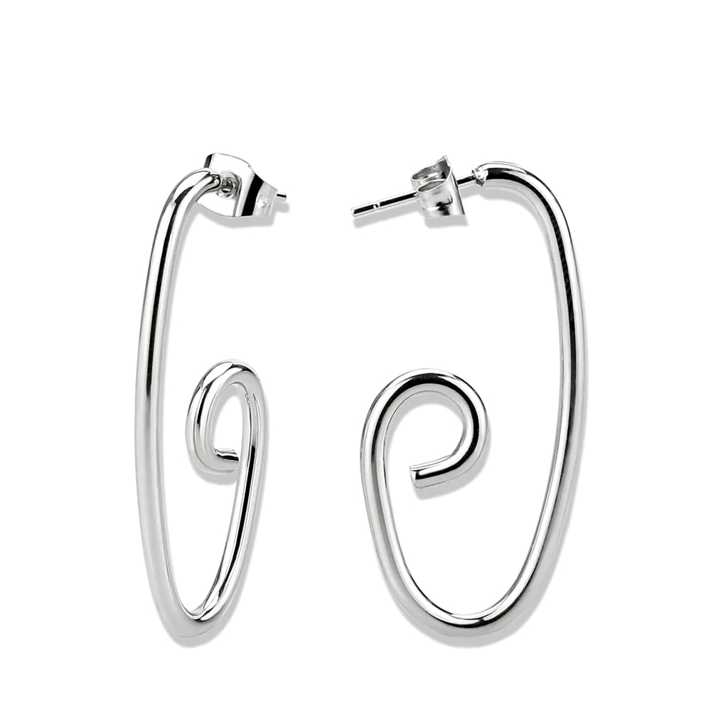 CJ3843 Wholesale Women&#39;s Minimalist Stainless Steel Swirl Earrings