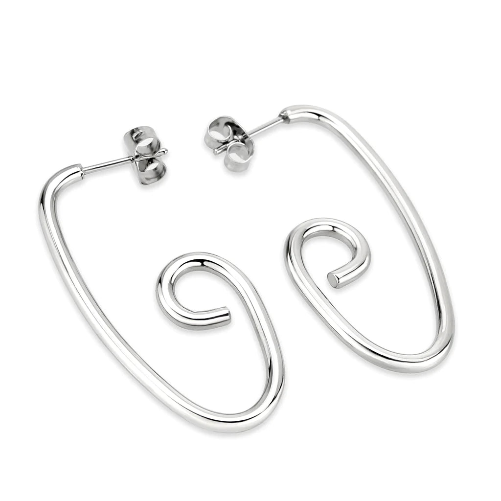 CJ3843 Wholesale Women&#39;s Minimalist Stainless Steel Swirl Earrings
