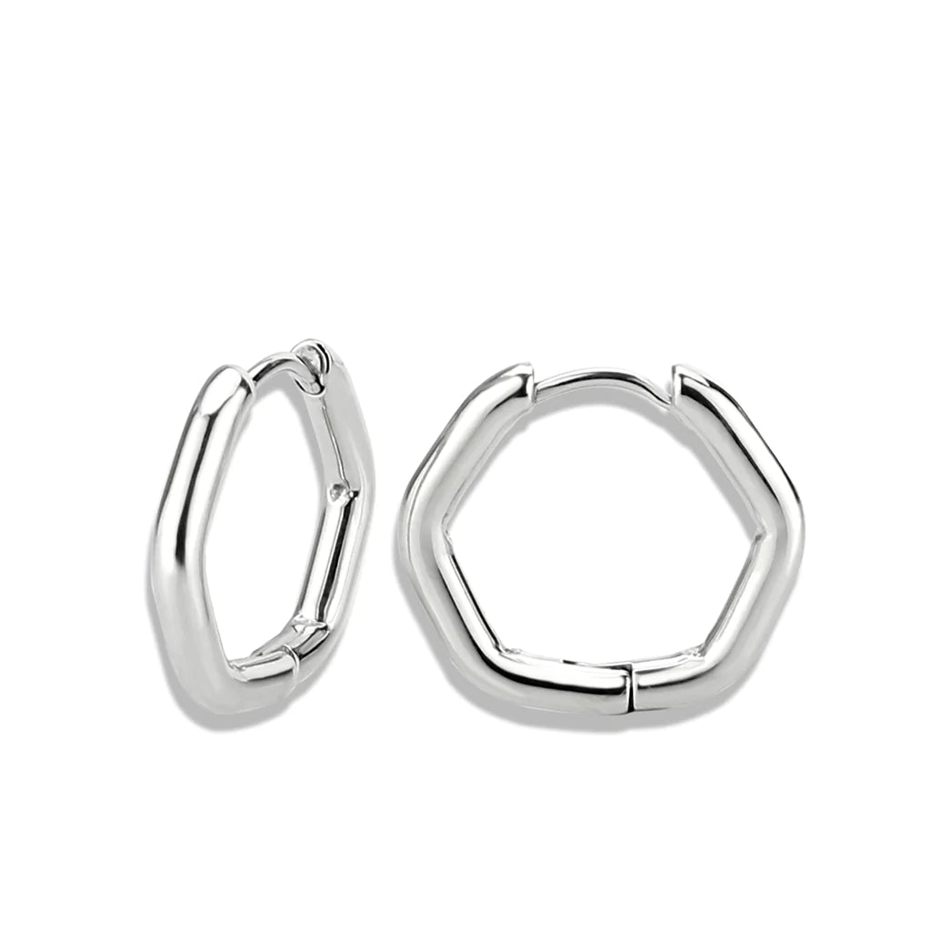 CJ3849 Wholesale Women&#39;s Minimalist Stainless Steel Hexagon Earrings