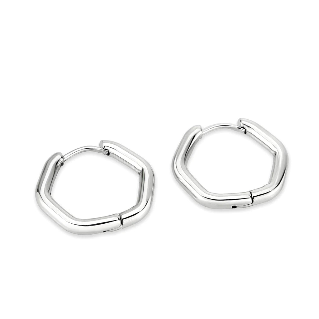 CJ3849 Wholesale Women&#39;s Minimalist Stainless Steel Hexagon Earrings