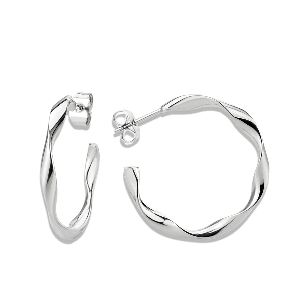 CJ3850 Wholesale Women&#39;s Minimalist Stainless Steel Swirl Earrings