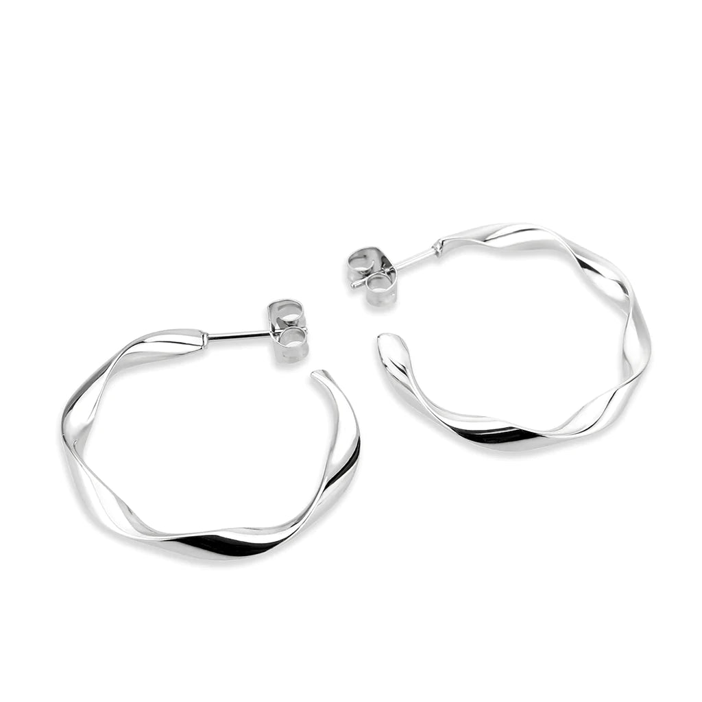 CJ3850 Wholesale Women&#39;s Minimalist Stainless Steel Swirl Earrings