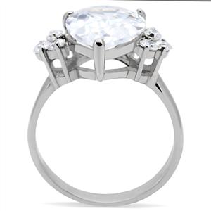CJ141TK Wholesale Stainless Steel Clear Pear Cut Crystal Cubic Zirconia Ring