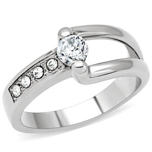 CJ145TK Wholesale Stainless Steel Clear Cubic Zirconia Ring