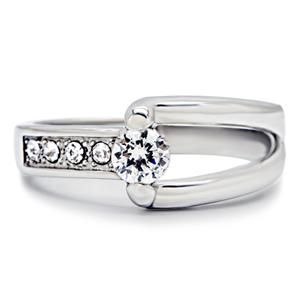CJ145TK Wholesale Stainless Steel Clear Cubic Zirconia Ring
