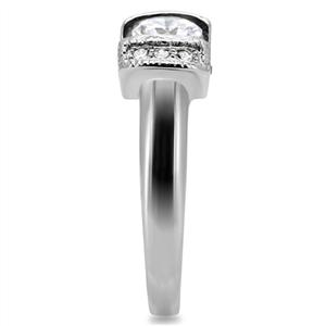 CJ149TK Wholesale Stainless Steel Clear Cubic Zirconia Intricate Overlay Ring