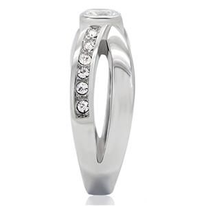 CJ169TK Wholesale Stainless Steel Clear Cubic Zirconia Crossed Band Eternity Ring