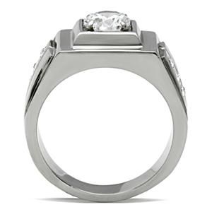 CJ458 Wholesale Tri Cubic Zirconia Stainless Steel Ring