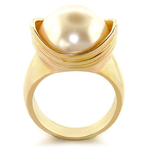 CJ5299OS Wholesale - Gold Plated Synthetic White Pearl Ring, 16mm