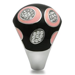 CJ614S Wholesale Black and Pink Abstract Stainless Steel Ring