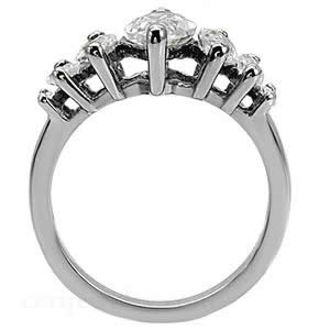 CJ7691OS Wholesale Stainless Steel Graduated Marquise CZ Engagement Ring