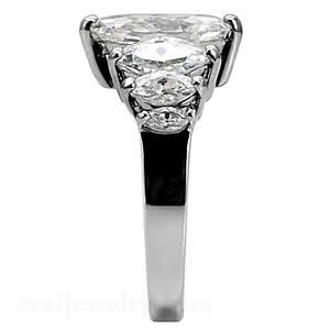 CJ7691OS Wholesale Stainless Steel Graduated Marquise CZ Engagement Ring