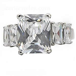 CJ7692OS Wholesale - Stainless Steel Princess CZ Engagement Ring