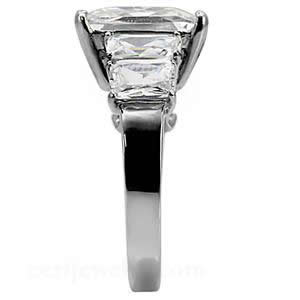CJ7692OS Wholesale - Stainless Steel Princess CZ Engagement Ring