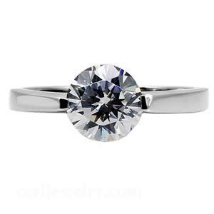 CJ7697OS Wholesale - Stainless Steel Round CZ Engagement Ring