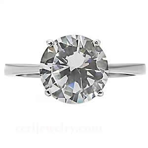 CJ7698OS Wholesale - Stainless Steel Round Prong Set CZ Engagement Ring