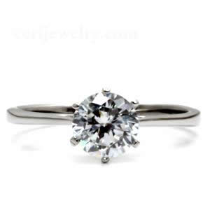 CJ7715OS Wholesale - Stainless Steel Prong Set Solitaire Round CZ Ring