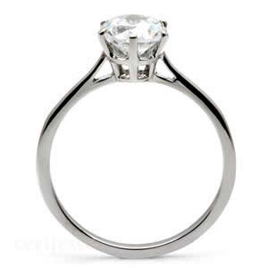 CJ7715OS Wholesale - Stainless Steel Prong Set Solitaire Round CZ Ring