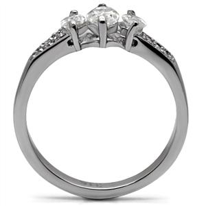 CJ7751OS Wholesale Stainless Steel Marquise Cubic Zirconia Past, Present &amp; Future Engagement Ring