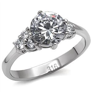 CJ7752OS Wholesale Stainless Steel Round Cubic Zirconia Engagement Ring
